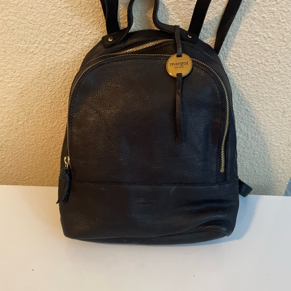 Margot Black Leather Bag with Gold Zipper
